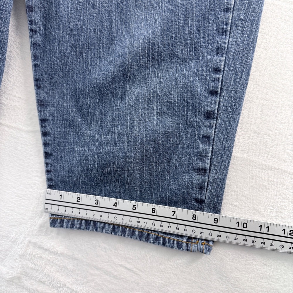 Y2K Jeanswear Cropped Denim Jeans Medium Wash Side Slit Size 16 - Picture 6 of 8